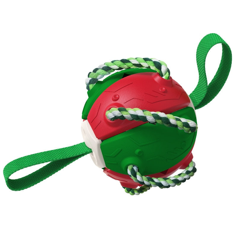 Interactive Dog Football Ball With Tabs & Ropes for Training Outdoors