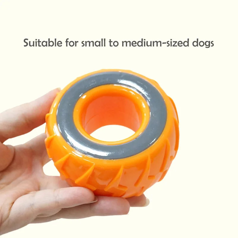 CAITEC Squeaky Tire Dog Toy - Floating, Springy & Bite Resistant