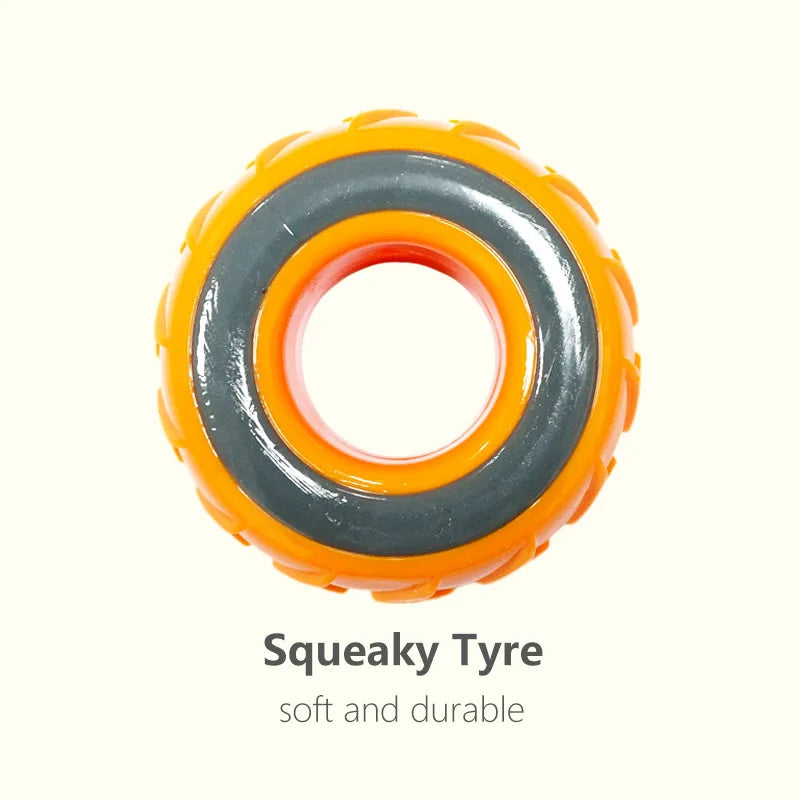 CAITEC Squeaky Tire Dog Toy - Floating, Springy & Bite Resistant