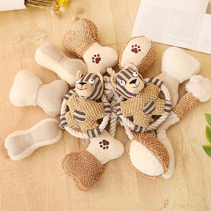 Cute Snuggle Squeaky Rope Dog Toys