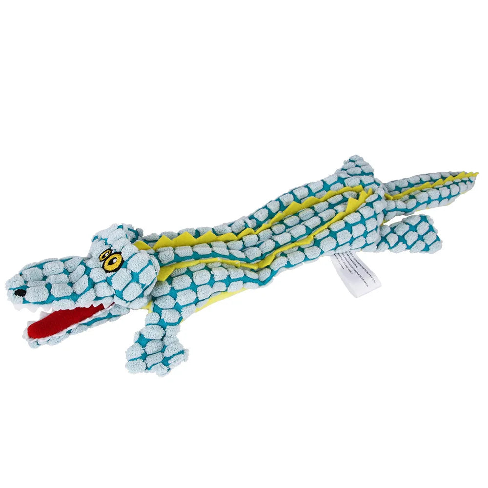 Plush Pet Dog Squeak Toys Crinkle Crocodile Dog Chew Toys