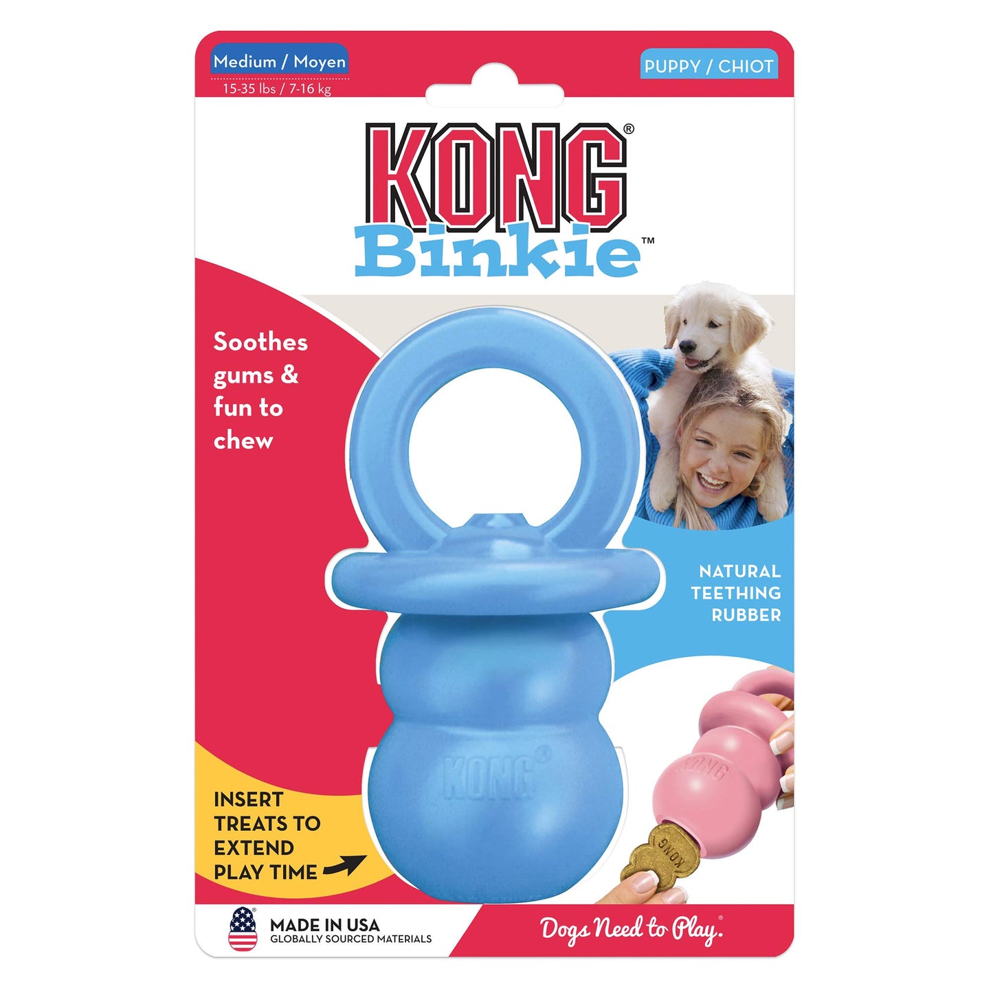 KONG - Puppy Binkie - Soft Teething Rubber, Treat Dispensing Dog Toy