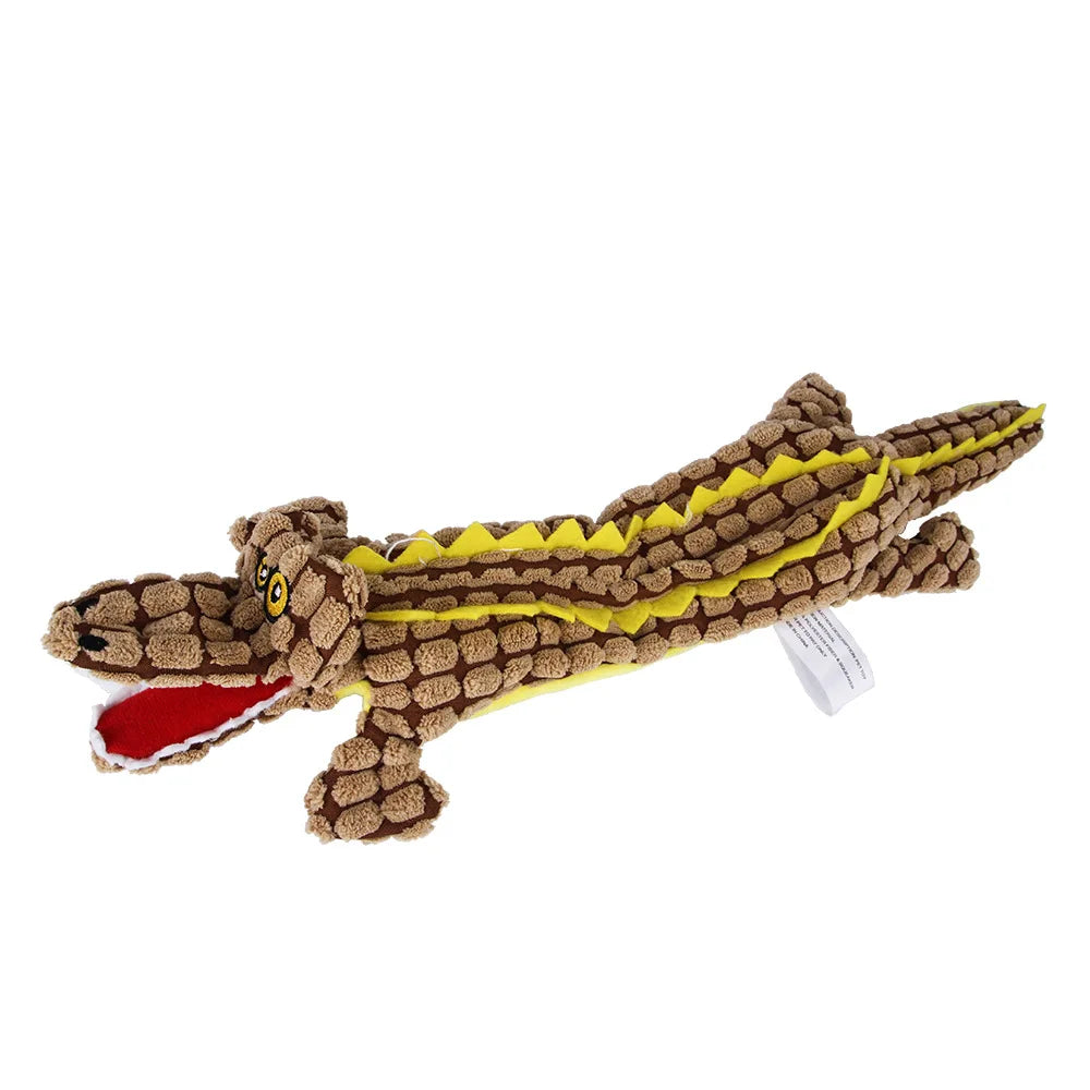 Plush Pet Dog Squeak Toys Crinkle Crocodile Dog Chew Toys