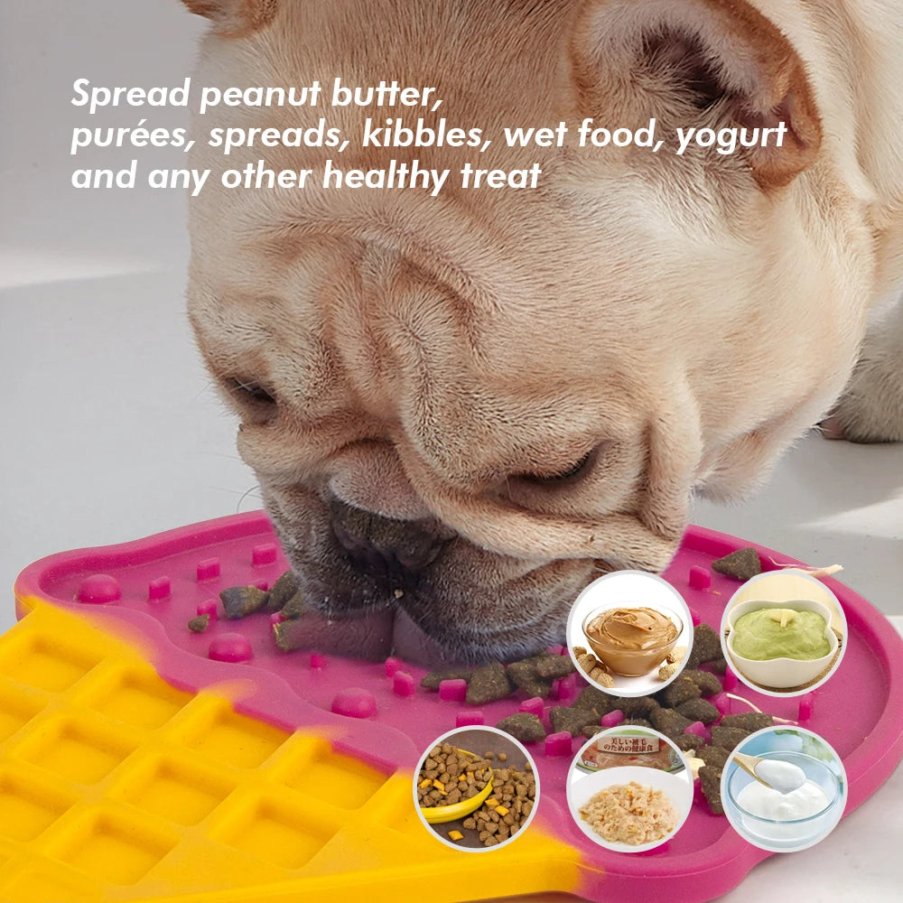 All For Paws Dog Feeding Silicone Ice Cream Lick Mat - Textured Slow Feeding mat