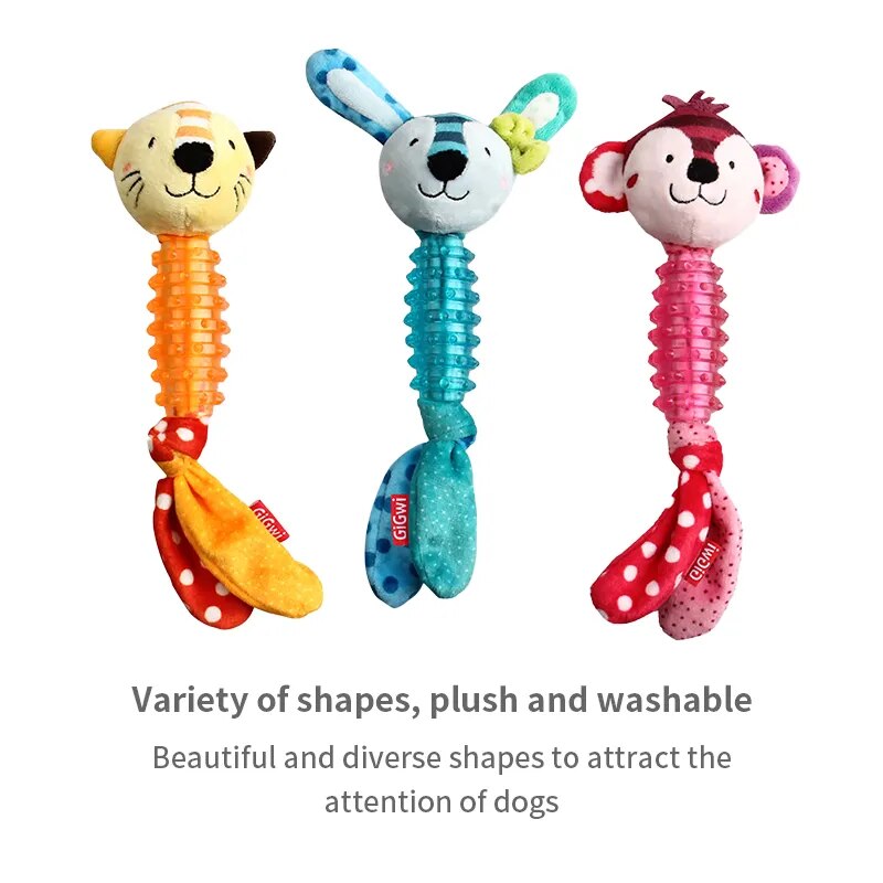 GiGwi Suppa Puppa Q Series Plush Rubber Squeaky Interactive Toy - Ideal for Teething & Bite Resistant for Puppies