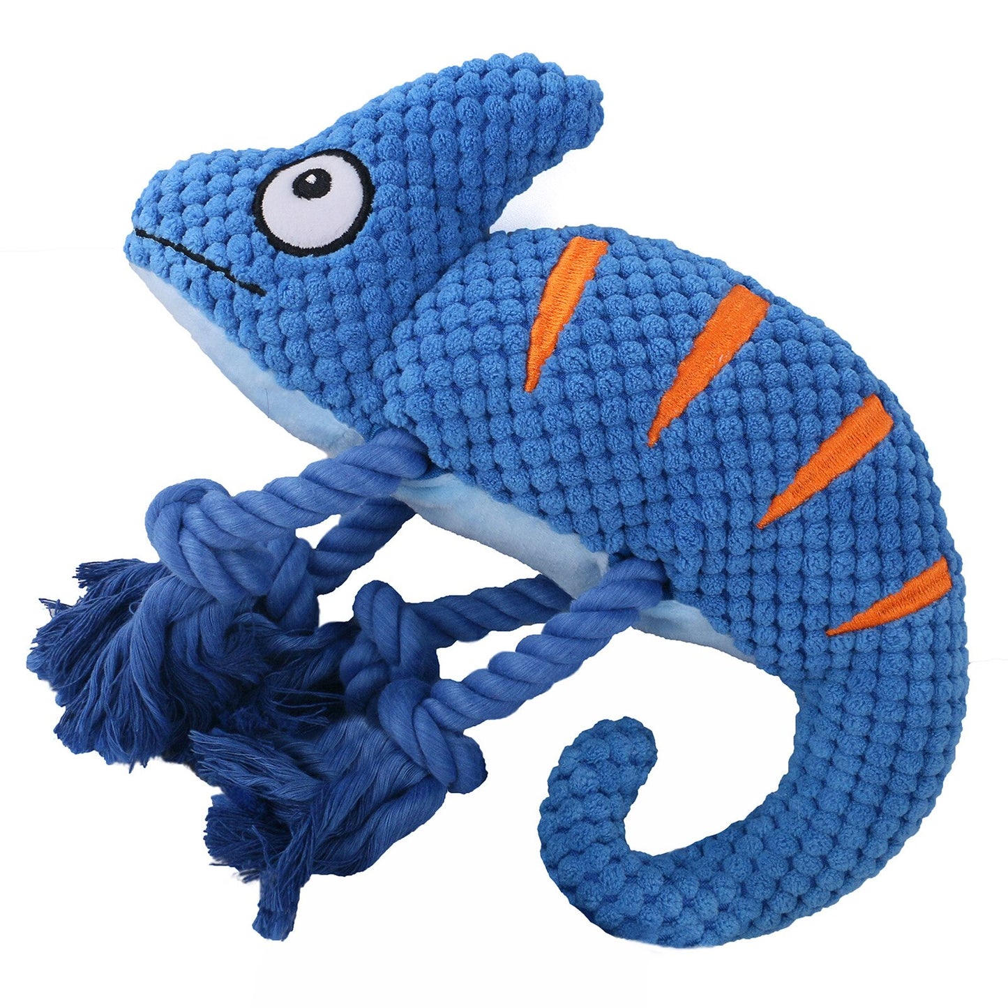 Chameleon Plush Interactive Squeaky Rope Dog Toy