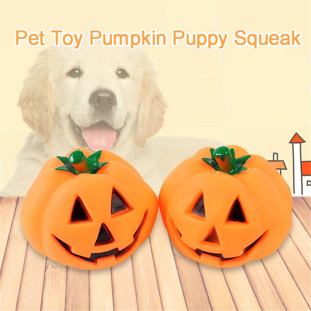 Halloween Pumpkin Rubber Squeaky Dog Toy