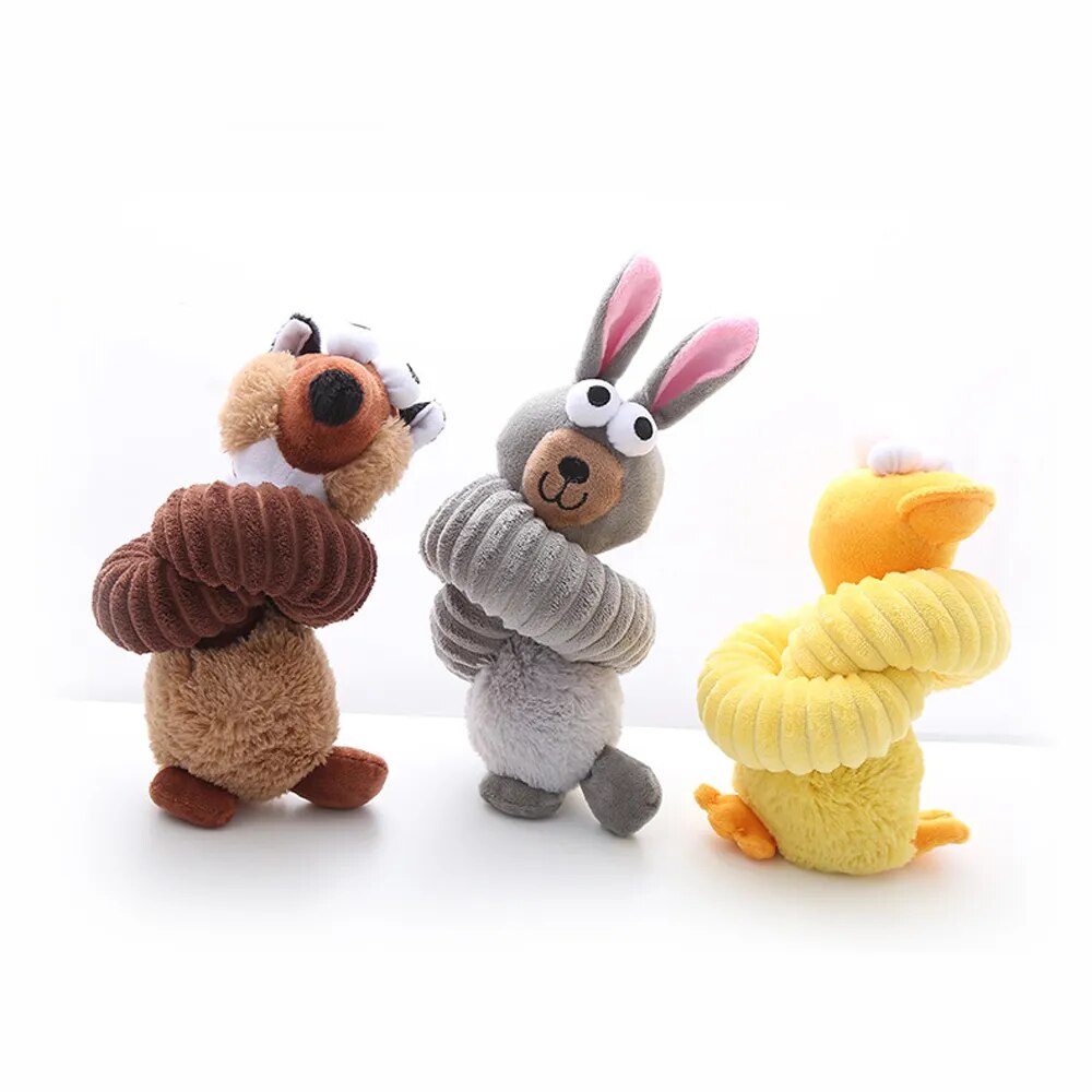 Soft Plush Long Neck Cartoon Style Small Dog Interactive Squeaky Toy