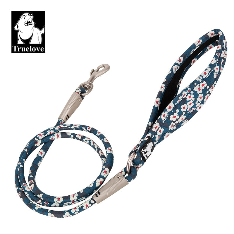 Truelove Floral Rope Leash with a Neoprene Padded Handle, 100% Cotton Fabric, Zinc-alloy Hook TLL2573