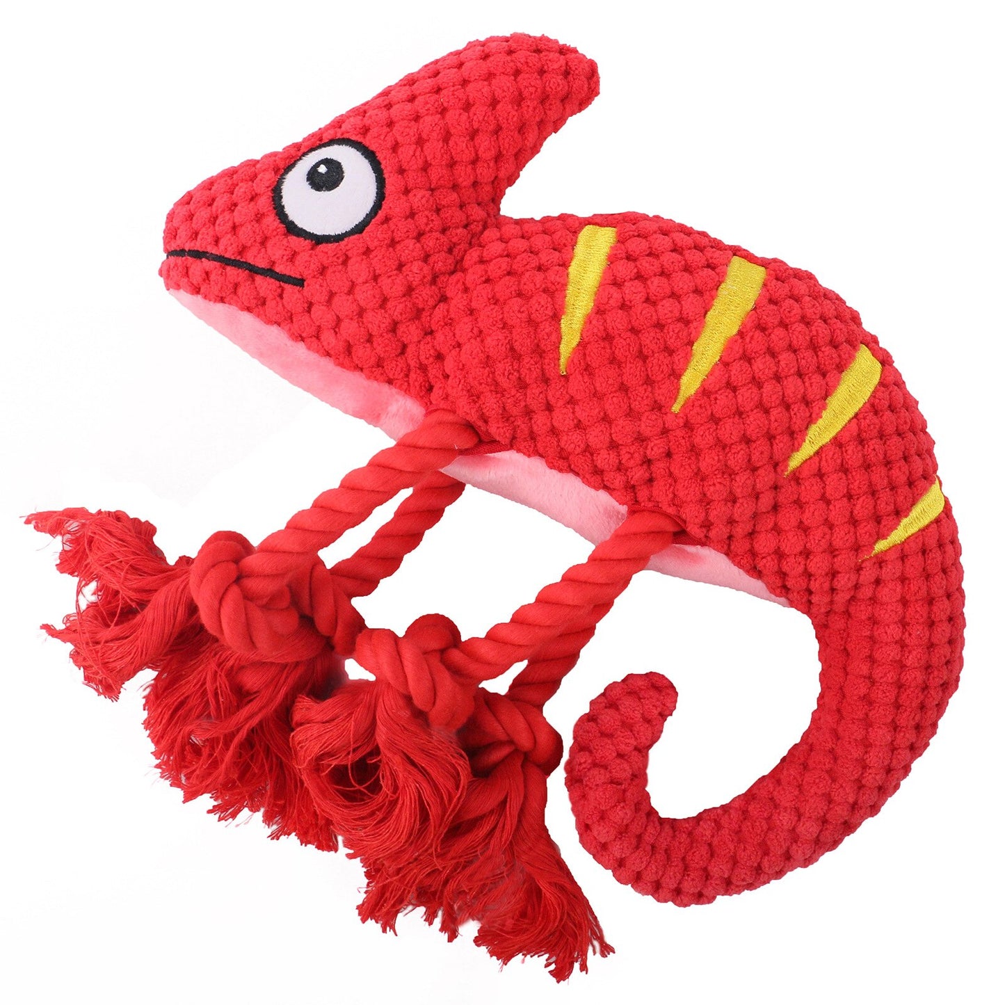 Chameleon Plush Interactive Squeaky Rope Dog Toy