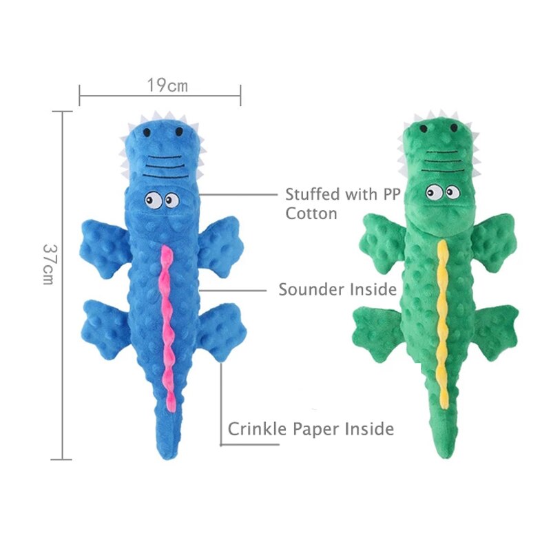 Stuffed Crocodile Interactive Squeaking Dog Toy