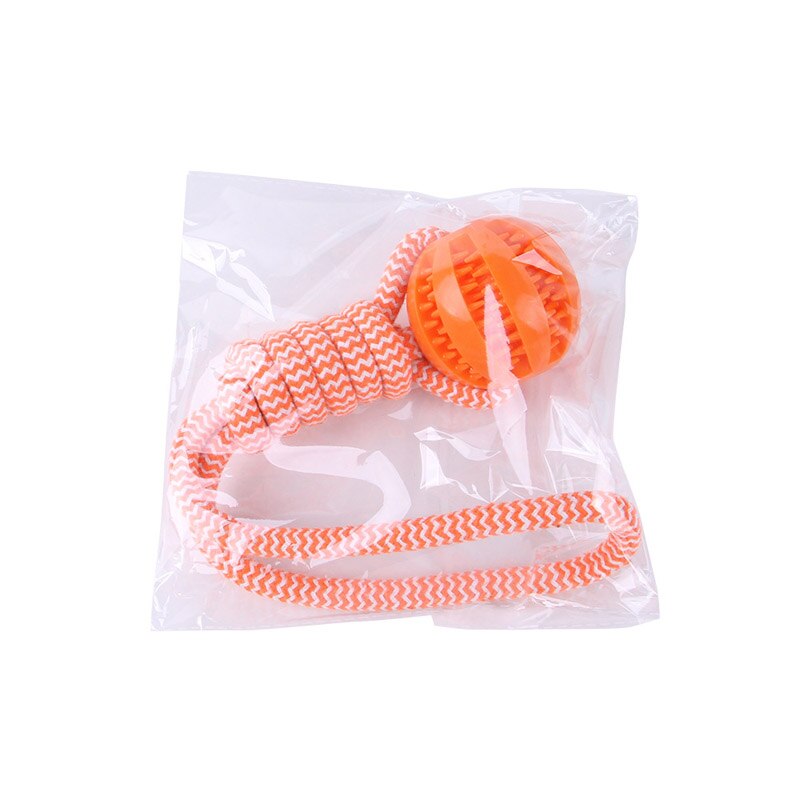 Dog Hand-pulled Interactive Rope Rubber Ball for training & retrieval