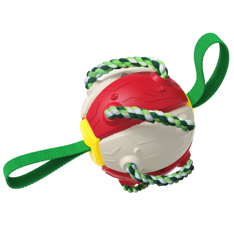 Interactive Dog Football Ball With Tabs & Ropes for Training Outdoors