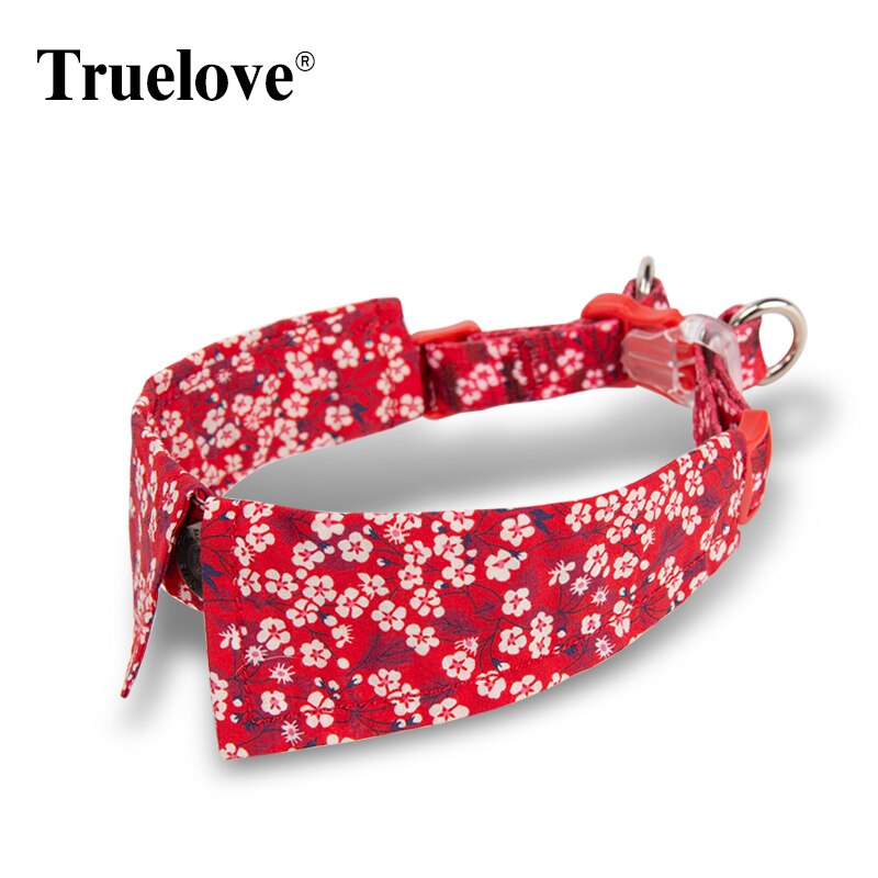 Truelove Cute Floral Dog Collar - Adjustable Soft and Comfy Bowtie for Small & Medium Dogs TLC5411