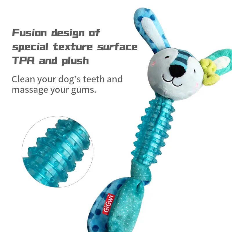 GiGwi Suppa Puppa Q Series Plush Rubber Squeaky Interactive Toy - Ideal for Teething & Bite Resistant for Puppies