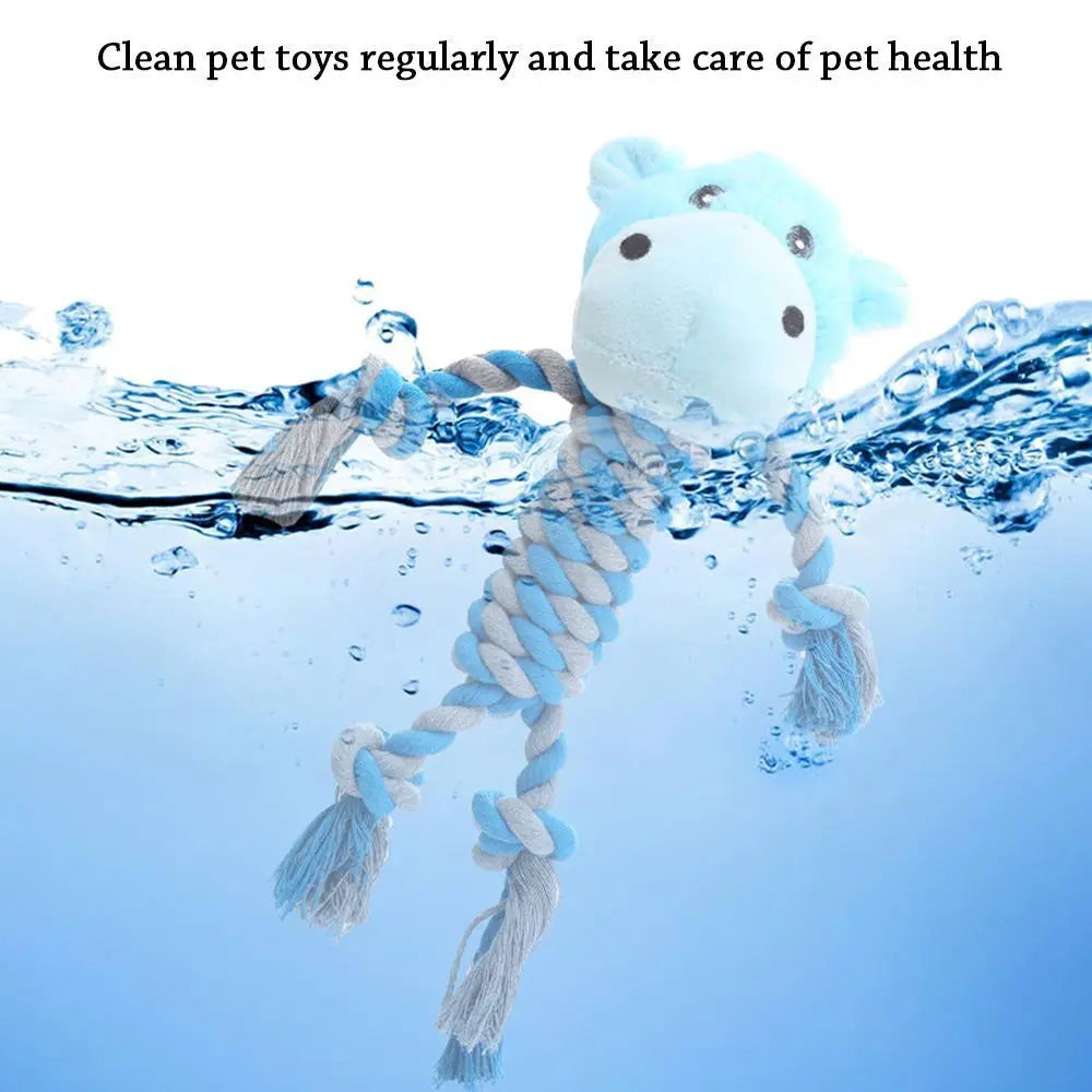 Squeaky Bite Resistant Rope Toy For Small & Medium Dogs