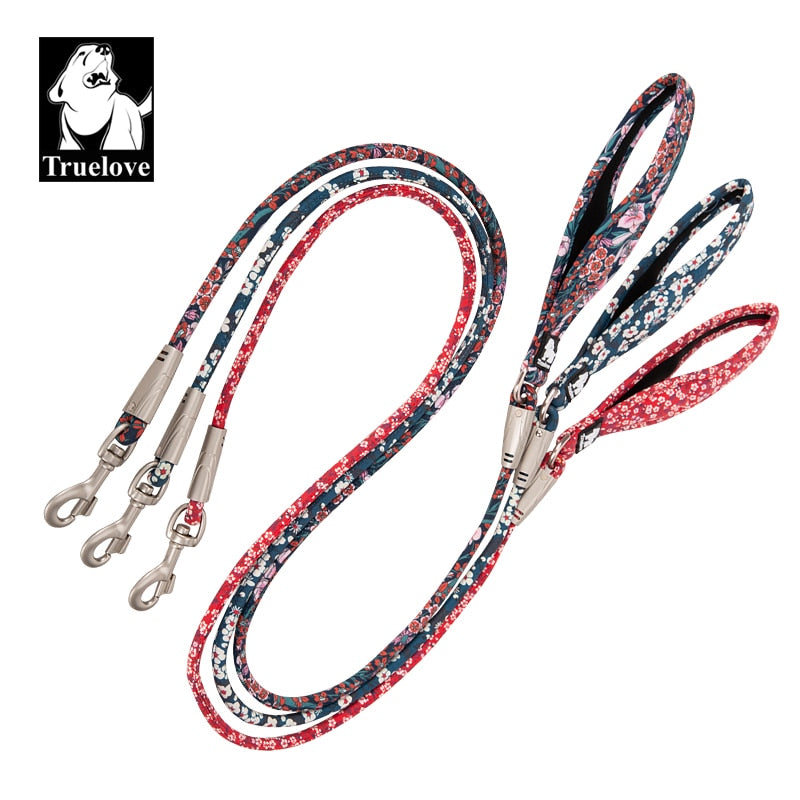 Truelove Floral Rope Leash with a Neoprene Padded Handle, 100% Cotton Fabric, Zinc-alloy Hook TLL2573