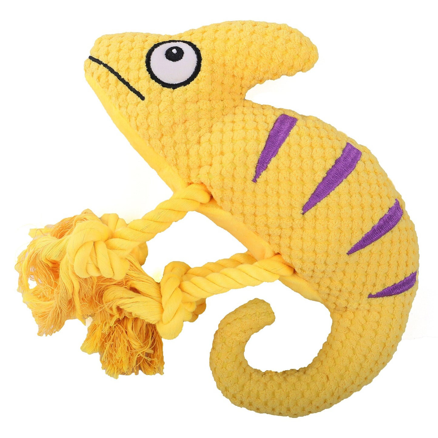 Chameleon Plush Interactive Squeaky Rope Dog Toy