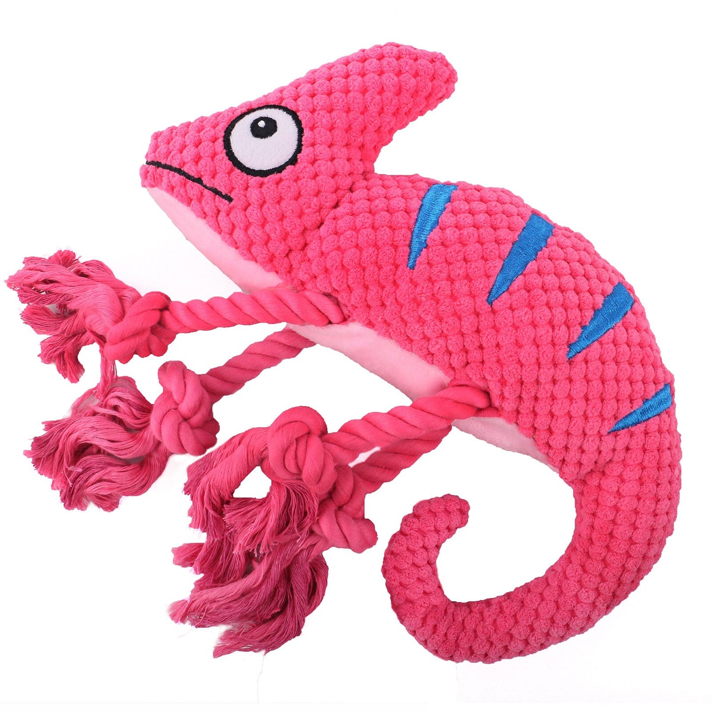 Chameleon Plush Interactive Squeaky Rope Dog Toy