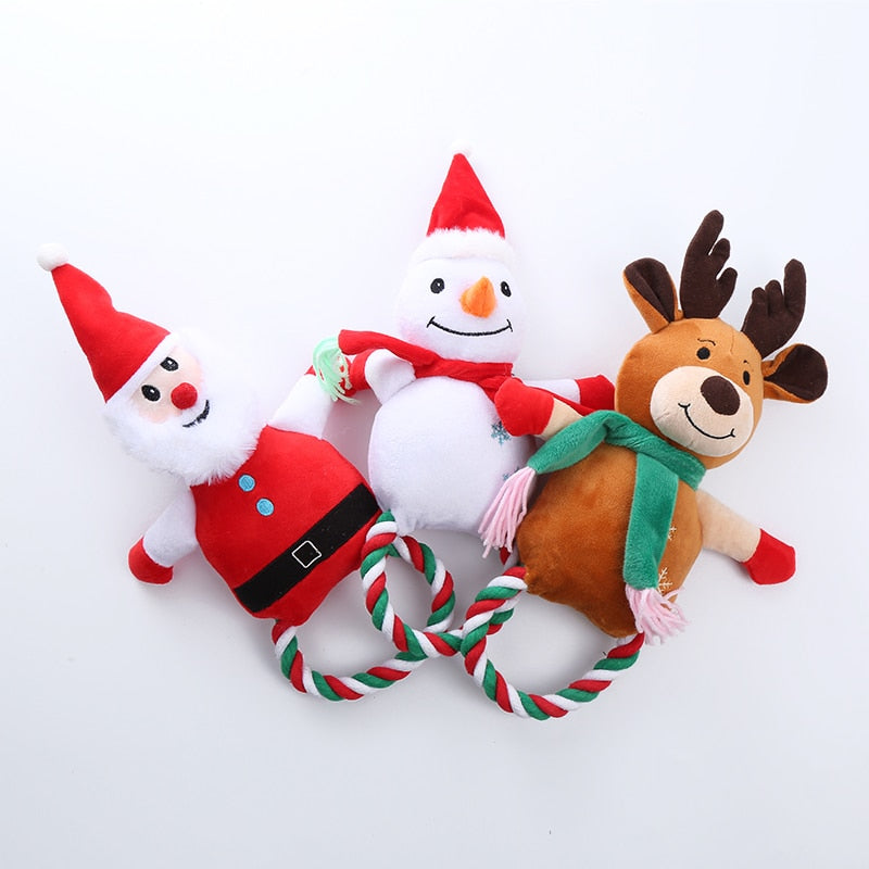 Christmas plush cotton rope interactive dog toy - 3 Options