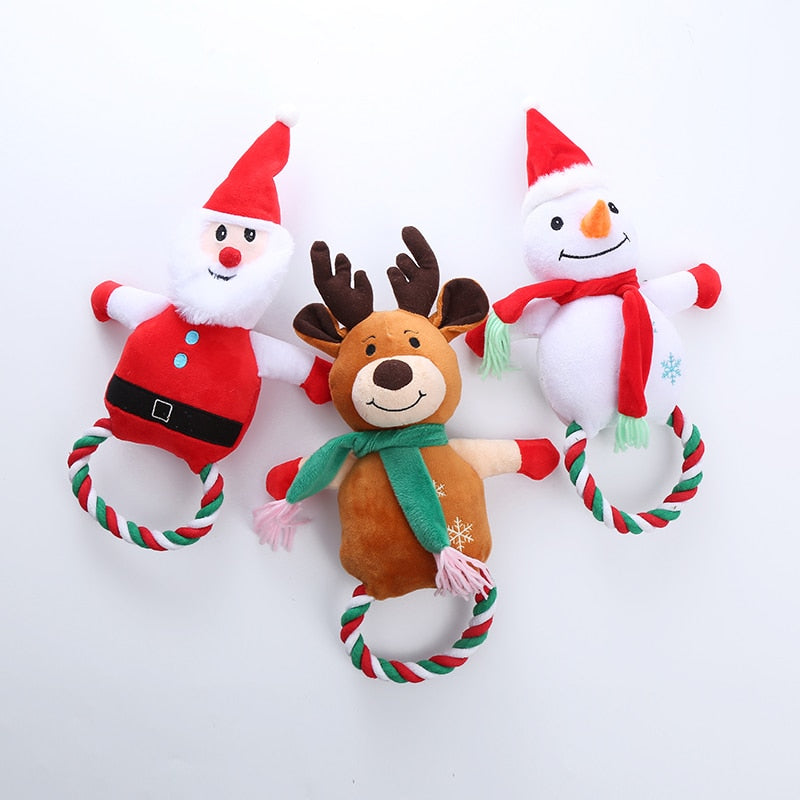 Christmas plush cotton rope interactive dog toy - 3 Options