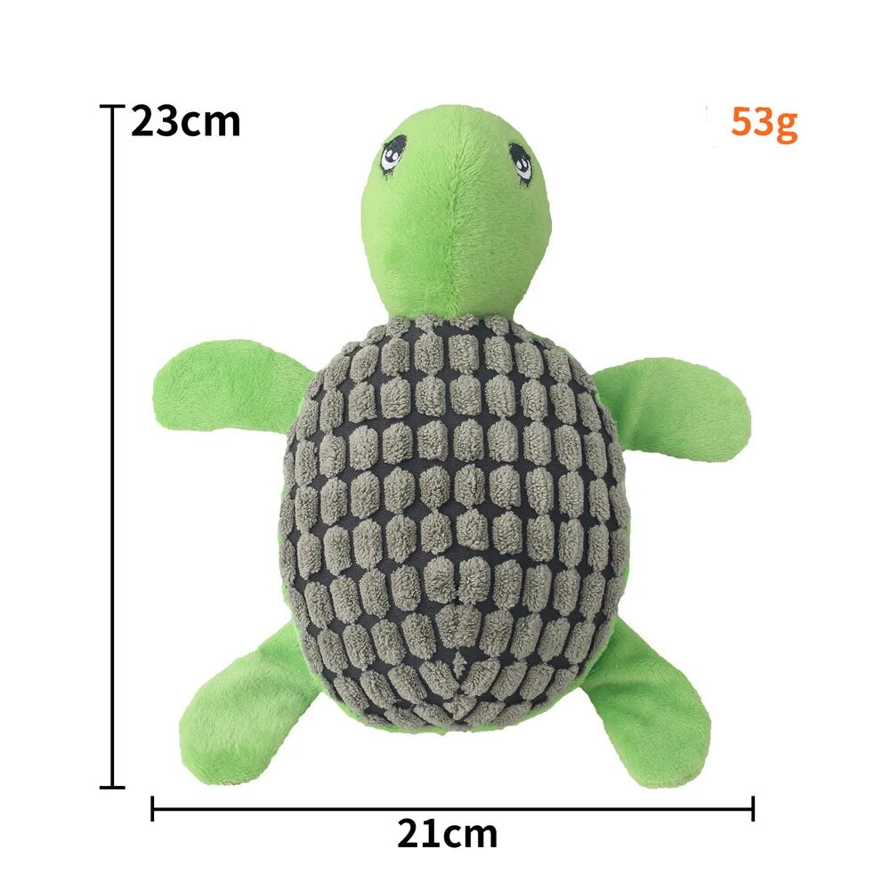 Green Turtle Plush Interactive Squeaky Dog Toy