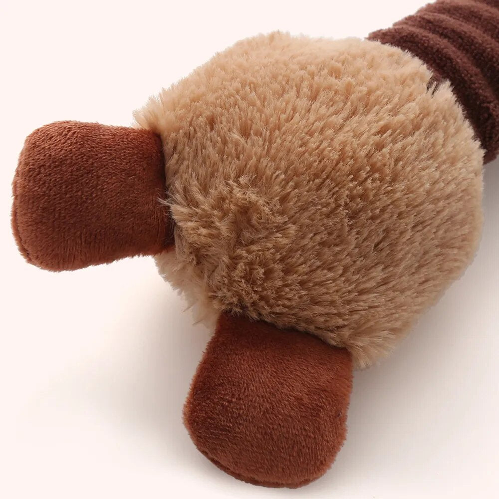 Soft Plush Long Neck Cartoon Style Small Dog Interactive Squeaky Toy