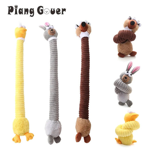 Soft Plush Long Neck Cartoon Style Small Dog Interactive Squeaky Toy