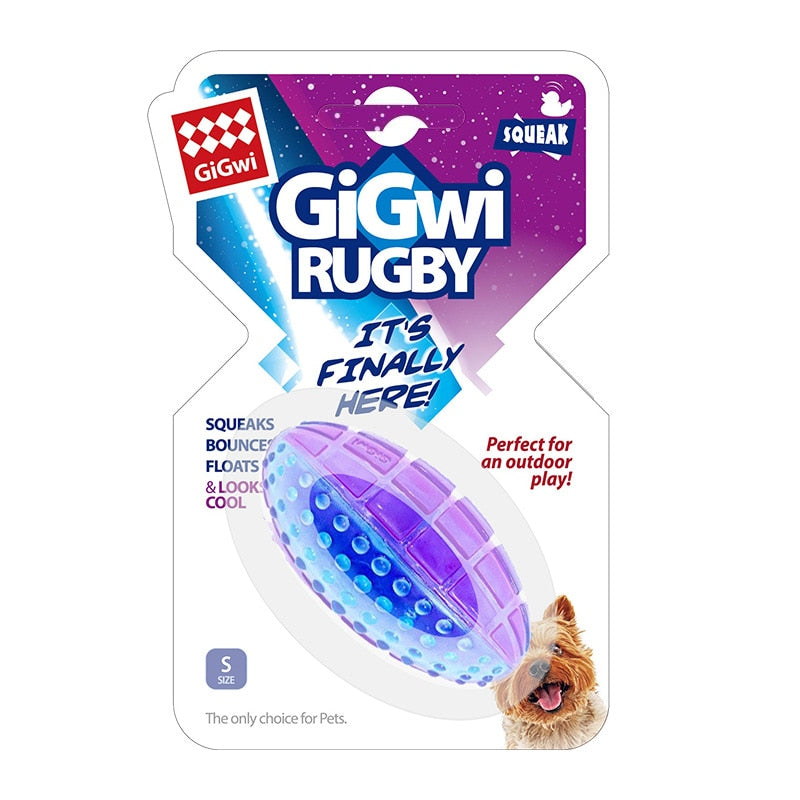 GiGwi Rugby Dog Ball - Squeaky, Chewable, Rubber and suitable for Outdoor use