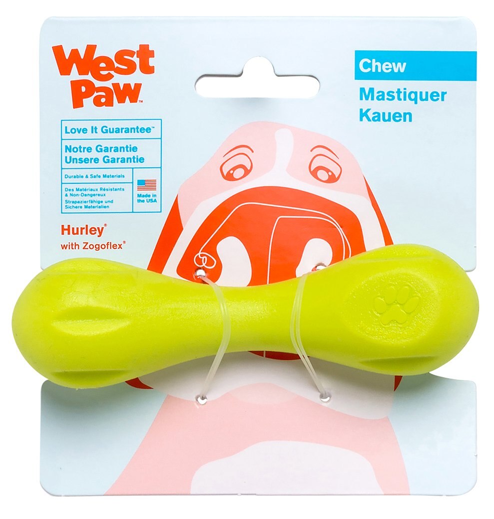 West Paw Zogoflex Hurley Durable Floating Rubber Dog Bone Chew Toy for Aggressive Chewers