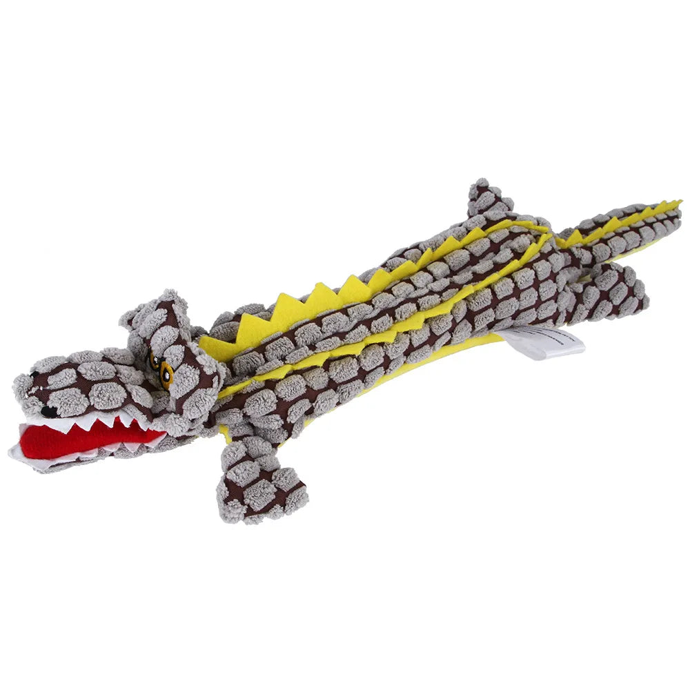 Plush Pet Dog Squeak Toys Crinkle Crocodile Dog Chew Toys