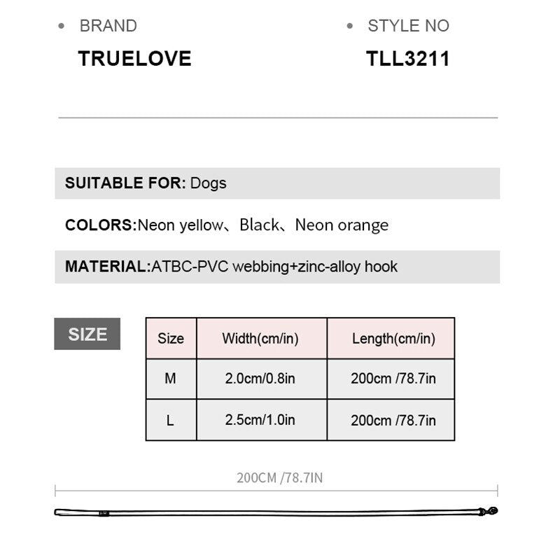 Truelove Waterproof Easy Grip Dog Leash - Durable, Lightweight, Premium Coated ATBC-PVC Dog Lead Fast Clasp TLL3211