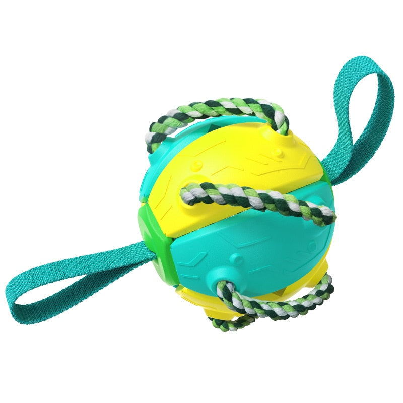 Interactive Dog Football Ball With Tabs & Ropes for Training Outdoors