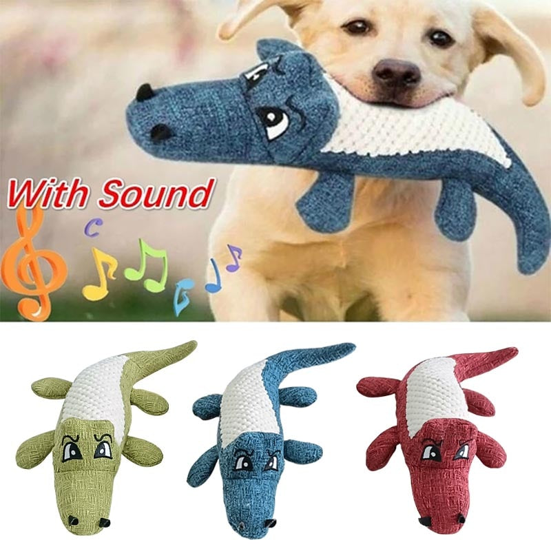 Squeaky Plush Crocodile Dog Toy - 3 colours available