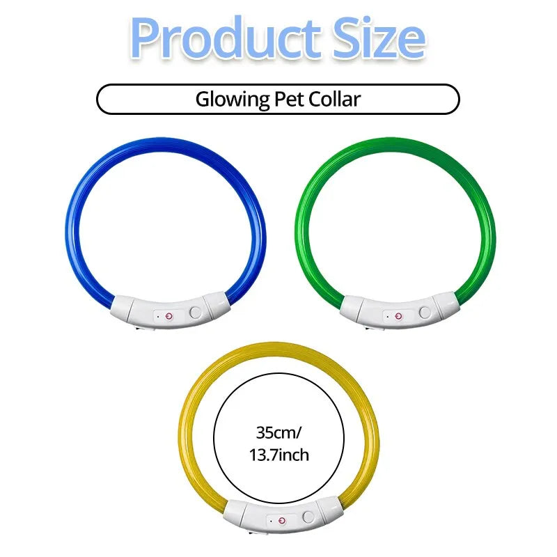 LED Dog Collar USB Rechargeable for Large, Medium & Small Dogs - cut to size