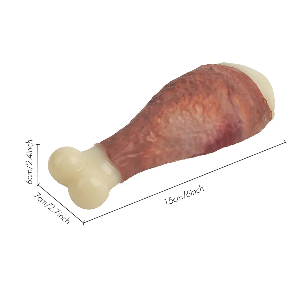 All For Paws Chicken Thigh Shape Chewing Toy - Non-Toxic Nylon Rubber Mix with Bacon Flavour