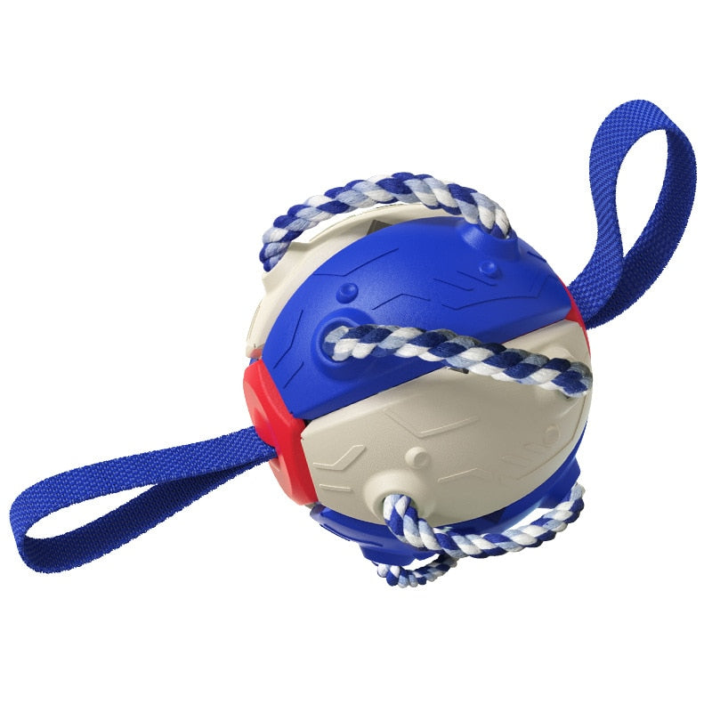 Interactive Dog Football Ball With Tabs & Ropes for Training Outdoors