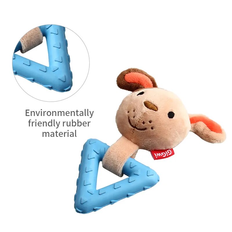 GiGwi Suppa Puppa Q Series Plush Rubber Squeaky Interactive Toy - Ideal for Teething & Bite Resistant for Puppies