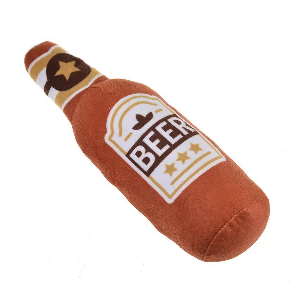 Novelty Interactive Squeaky Dog Toys - Beer Bottle Shape