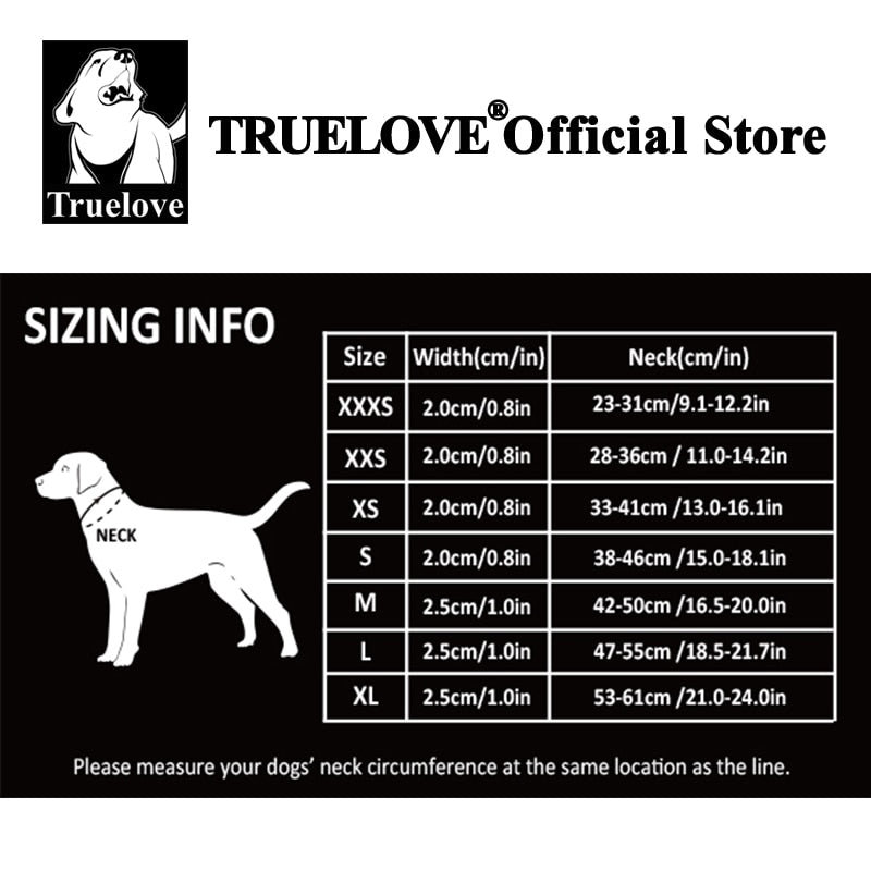 Truelove Reflective Waterproof Anti-Odor Dog Collar - Durable, Adjustable PVC / Polyester TLC5521