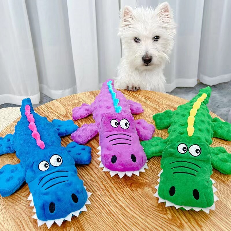 Stuffed Crocodile Interactive Squeaking Dog Toy