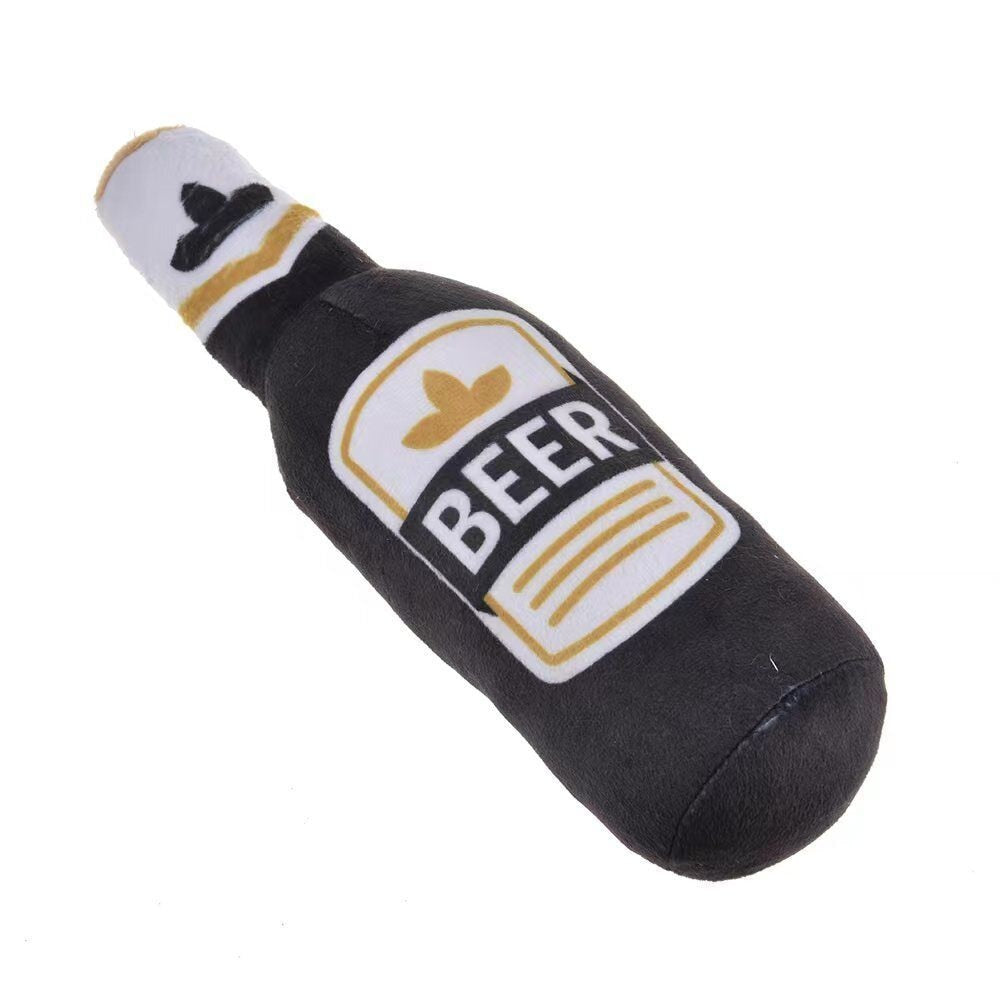 Novelty Interactive Squeaky Dog Toys - Beer Bottle Shape