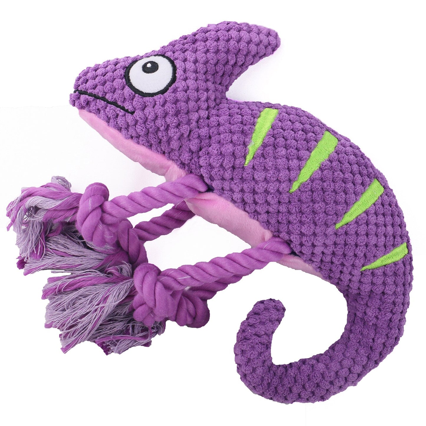 Chameleon Plush Interactive Squeaky Rope Dog Toy