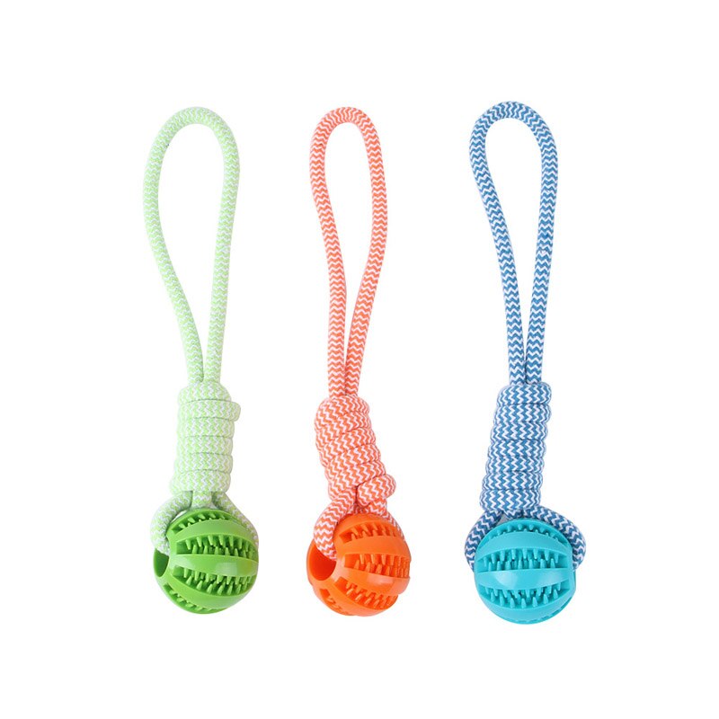 Dog Hand-pulled Interactive Rope Rubber Ball for training & retrieval