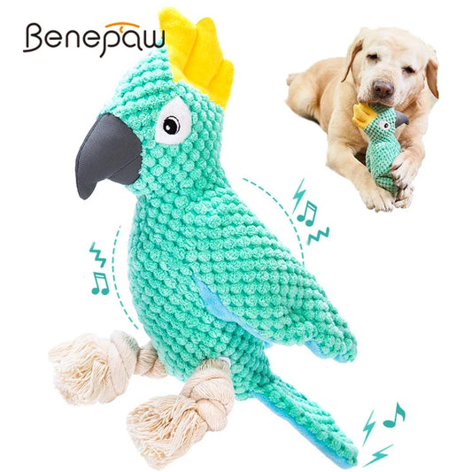 Benepaw Durable Stuffed Crinkle Plush Parrot toy for Small Medium & Large Dogs