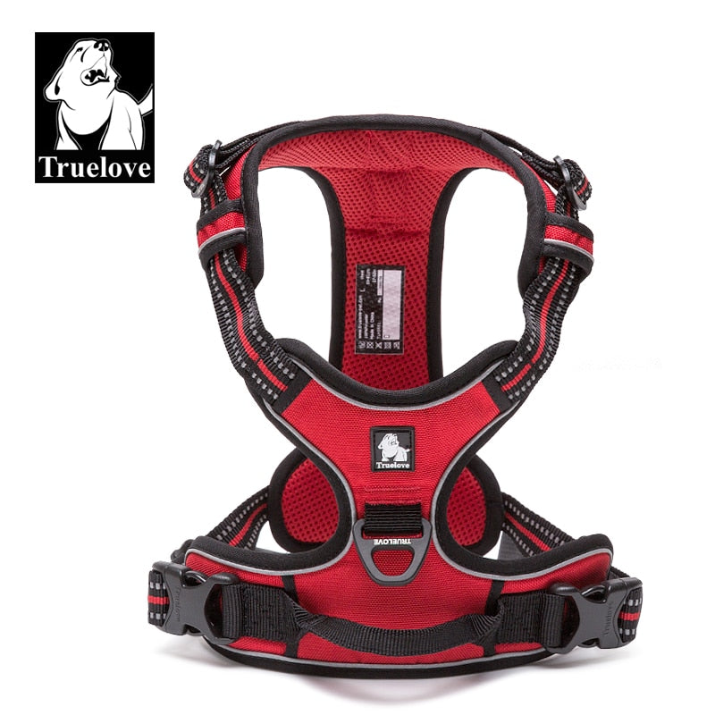 Truelove All Weather Reflective Nylon Dog Harness (Red) - Padded & Adjustable TLH5651