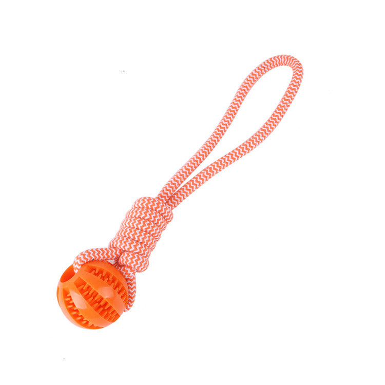 Dog Hand-pulled Interactive Rope Rubber Ball for training & retrieval