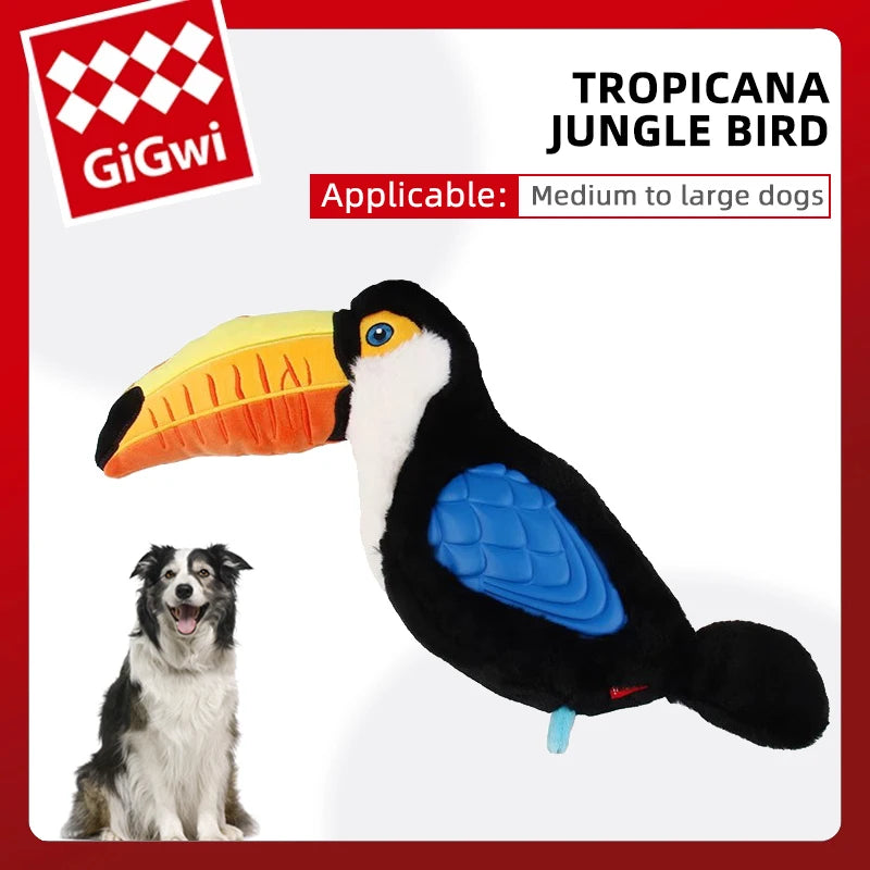 GiGwi Jungle Toucan Series Dog Toy with Simulated Plush Interactive Squeaker