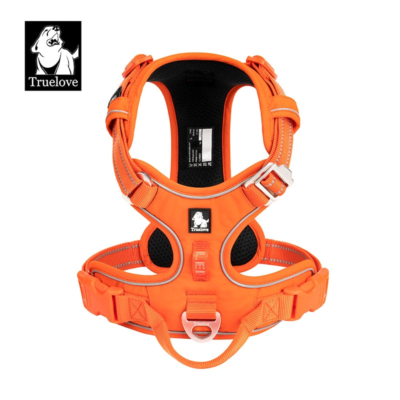 TRUE LOVE No Pull Nylon Reflective Dog Harness (Orange) - Adjustable Comfortable Control Step-in TLH5654