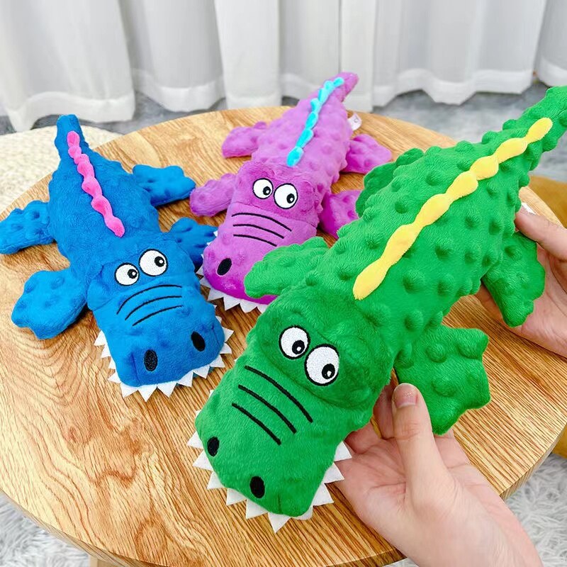 Stuffed Crocodile Interactive Squeaking Dog Toy